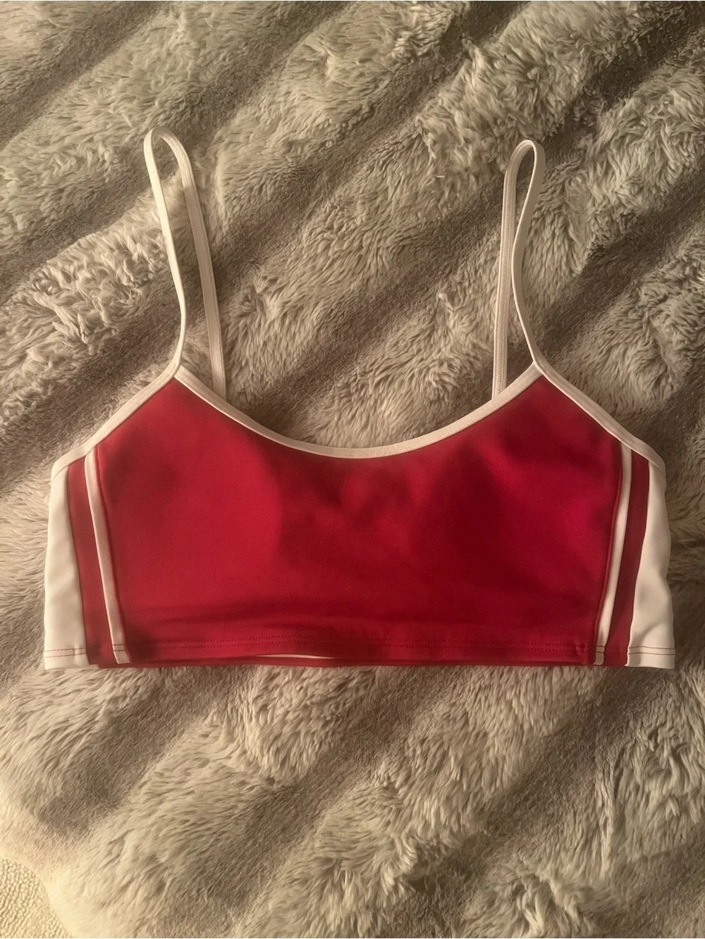 ALO Yoga Black & Red/White Athletic Crop Bralettes set
